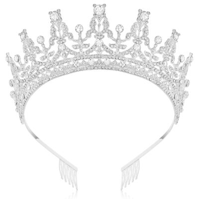 Makone Silver Crystal Tiaras Crowns for Women, Headband Queen Crown with Comb for Girls Bridal Wedding Birthday Prom Christmas Halloween Party