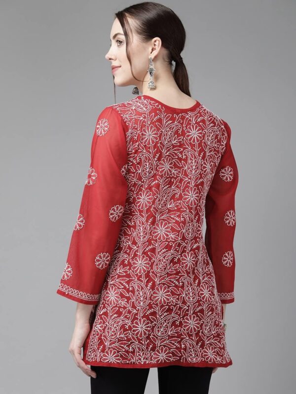 Ada Indian Hand Embroidered Traditional Chikankari Georgette Top Tunic Shirt Kurti for Women A911230 - Image 2