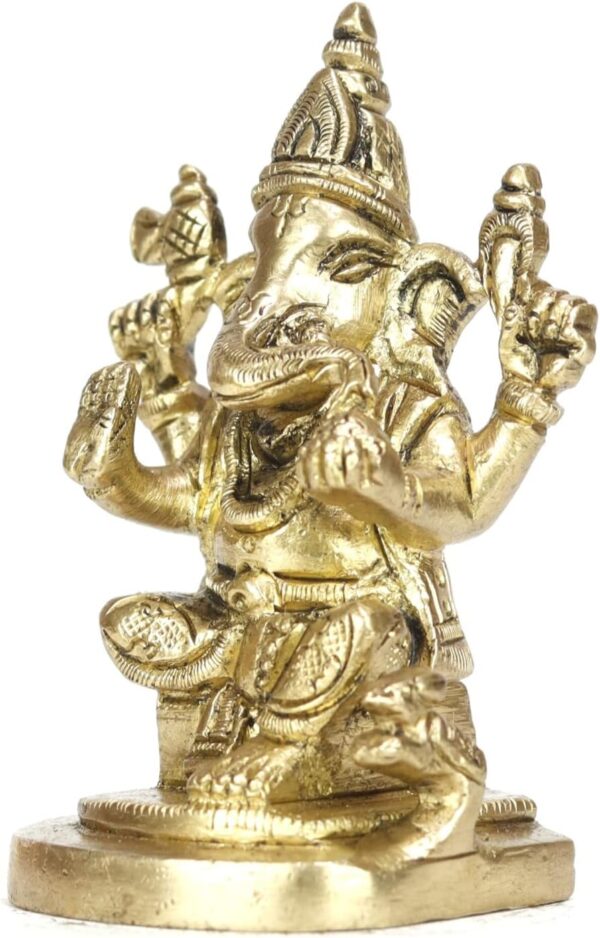 ASHIRWAD Brass Lord Ganesha Idol Statue for Home Hindu God Ganpati Bappa Vinayaka Murti (Ganesh-08) - Image 3