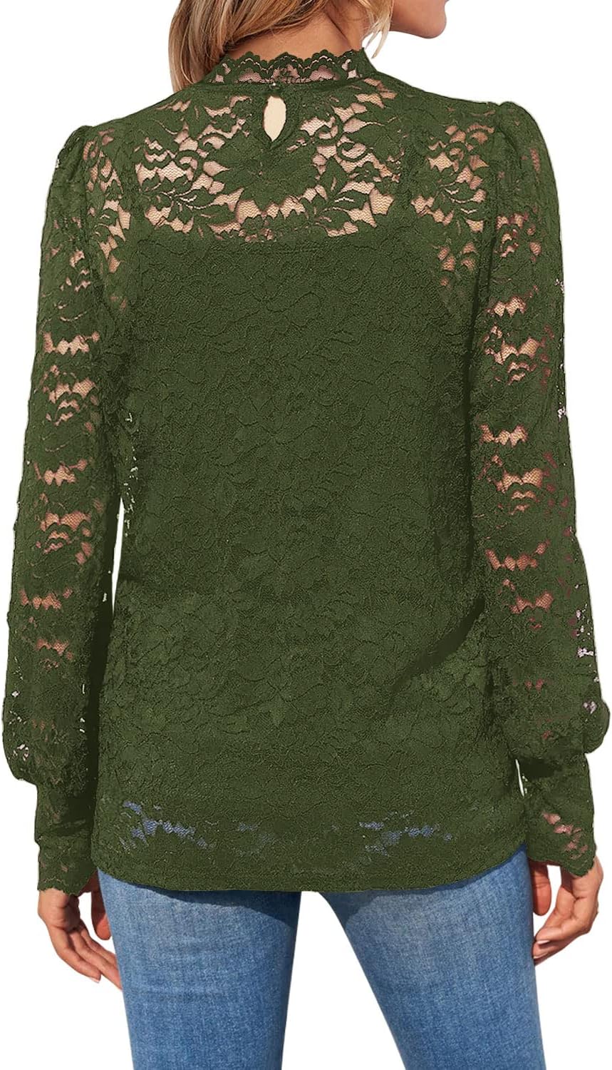 DOROSE Womens Tops and Blouses Dressy Casual Lace Floral Long Sleeve Shirts - Image 2