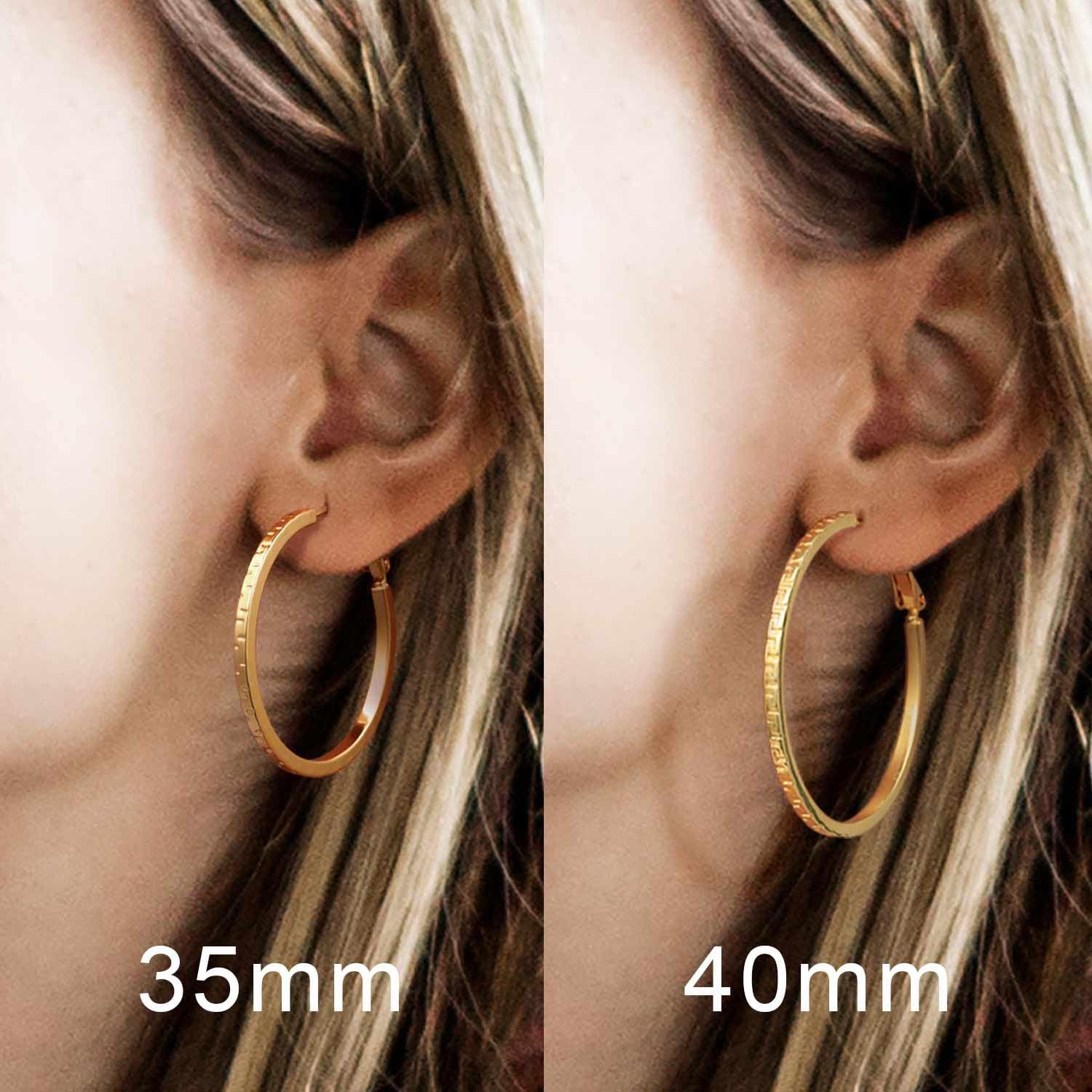 Gold Hoop Earrings for Women 14K Gold Hoop Earrings Gold Earrings for Women Trendy Square-edge & Hypoallergenic Earrings for Women Gold Hoops Earrings for Women 35 mm/40 mm - Image 2