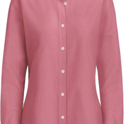 siliteelon Fitted Button Down Shirts for Women Oxford Shirt Cotton Dress Shirts Collared Long Sleeve Wrinkle Free Blouse Tops