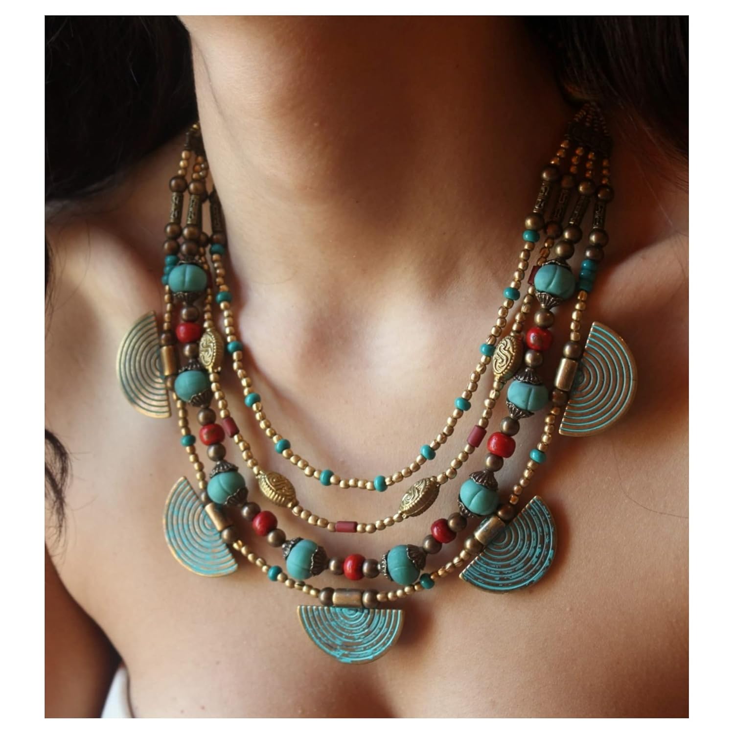 indian boho bib necklace ethnic tibetan nepali women persian jewelry Handmade jewellery - Image 4