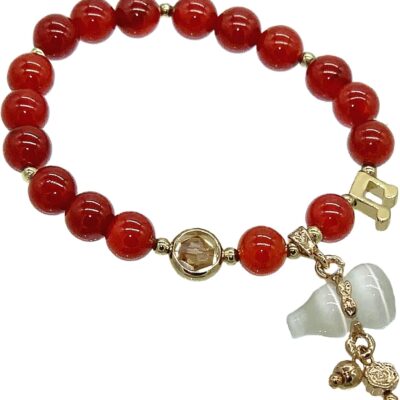 Betterdecor Feng Shui Handmade Natural Red Agate Bracelet with Chinese Wu Lou/Hu Lu for Health and Protection