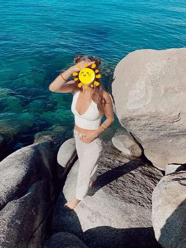 AEPEBO Sexy Crop Tops for Women Deep V Neck Back Cutout Sleeveless Plunge Racerback Tank Cropped Top - Image 3