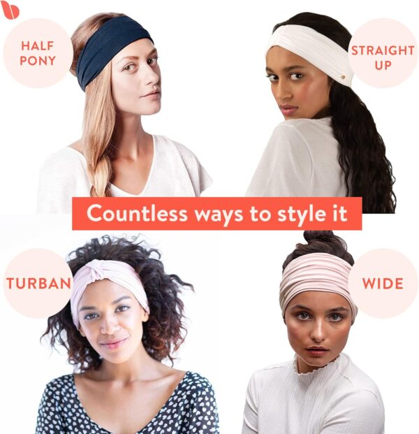 BLOM Non Slip Headbands - Wide Headbands for Women - Yoga Headbands for Women - Workout Headband for Women - Wear for Fashion, Travel, or Running Multi Style - Gym Wrap - 2 Pack - Image 3