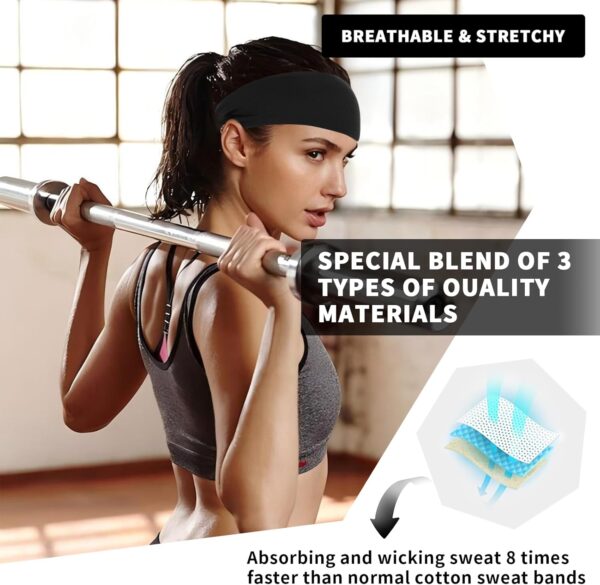 Sports Headbands for Women, Moisture Wicking Workout Headband, Stylish Comfortable and Stretchy Non Slip Headband, Sports, Yoga, Running Essentials for Women, Sweat Absorption and Quick Drying - Image 4