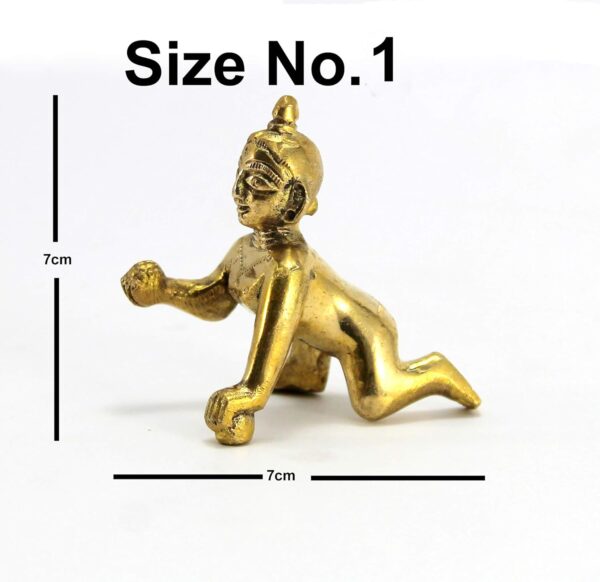 StonKraft Brass Krishna Laddoo Gopal Kanha Makhan Chor Statue Idol Murti Sculpture (Small Size) - Image 6