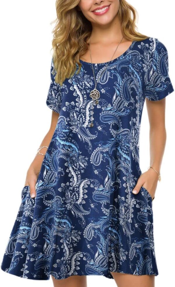 ZENNILO Plus Size Casual T Shirt Dresses for Women Flowy Swing Tunic Dress Pockets