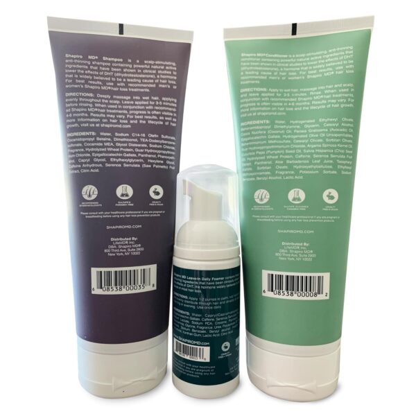 Shapiro MD Natural Hair Kit for Thicker, Fuller, Healthier Looking Hair - Including Shampoo, Conditioner, and Leave-In Daily Foam (1 Month Supply) - Image 8