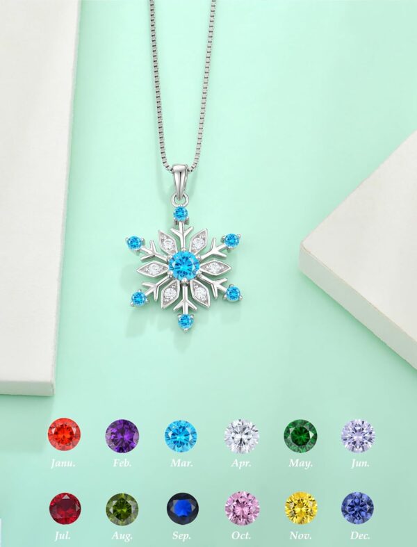 Snowflake Jewelry Set for Women 925 Sterling Silver Dangle Earrings and Pendant Necklace Winter Christmas Created Aquamarine Jewelry - Image 3