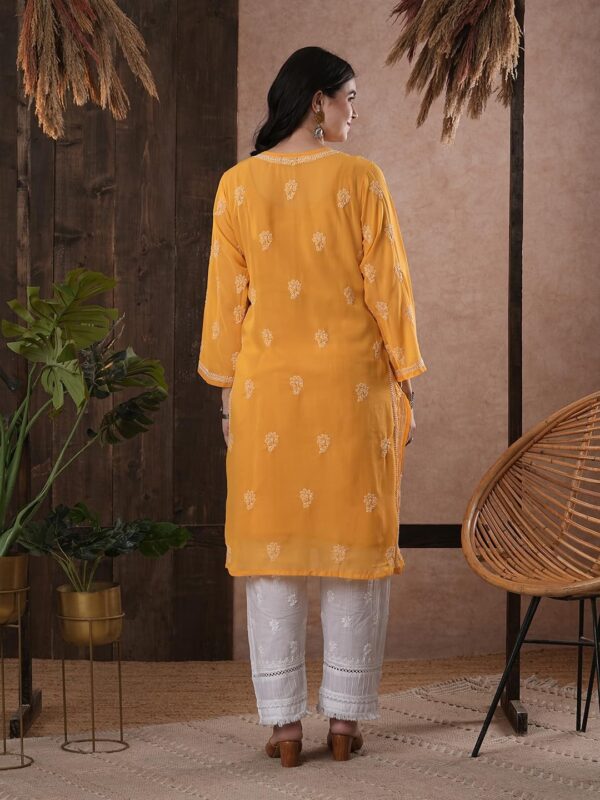 Ada Indian Hand Embroidered Chikankari Ethnic Wear Georgette Kurta Kurti Tunic for Women A95504 - Image 2