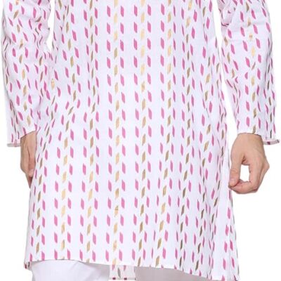 Men Cotton Printed Kurta Pyjama Pajama Set Party Fashion Regular Ethinic Wear Indian Dress Gifts Items