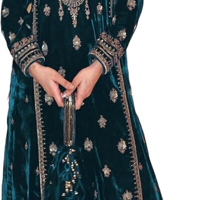 Indain/Pakistani Velvet Embrodari Plazo Salwar Kameez Ready to Wear Dress With Dupatta For Women-2003