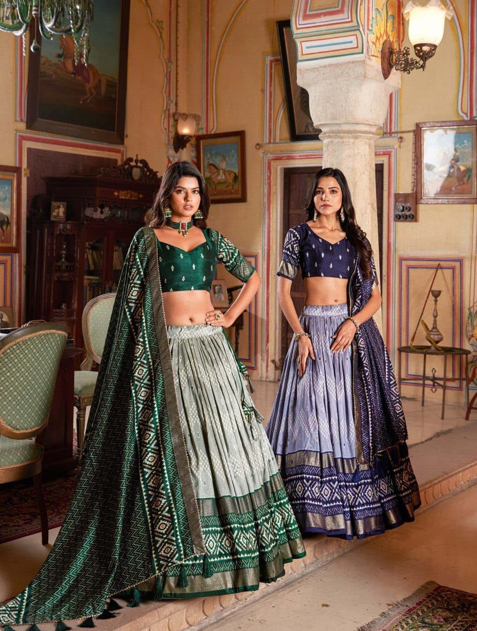 Indian ready to wear Flared Lehenga Choli Set with stitched blouse for Diwali - Image 5