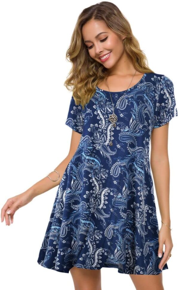 ZENNILO Plus Size Casual T Shirt Dresses for Women Flowy Swing Tunic Dress Pockets - Image 2