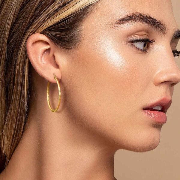14K Gold Hoop Earrings Large Hoop Earrings Hoop Earrings for Women Hypoallergenic Gold Earrings Hoops Gold Jewelry (35mm*2mm) - Image 3