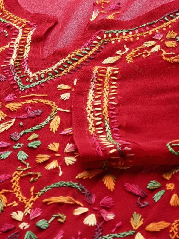 Ada Hand Embroidered Indian Chikankari Georgette Kurti Kurta with Slip for Women A90397 - Image 6