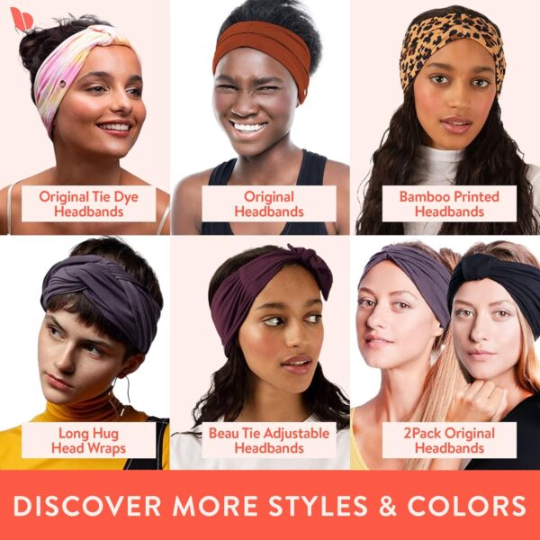 BLOM Non Slip Headbands - Wide Headbands for Women - Yoga Headbands for Women - Workout Headband for Women - Wear for Fashion, Travel, or Running Multi Style - Gym Wrap - 2 Pack - Image 6