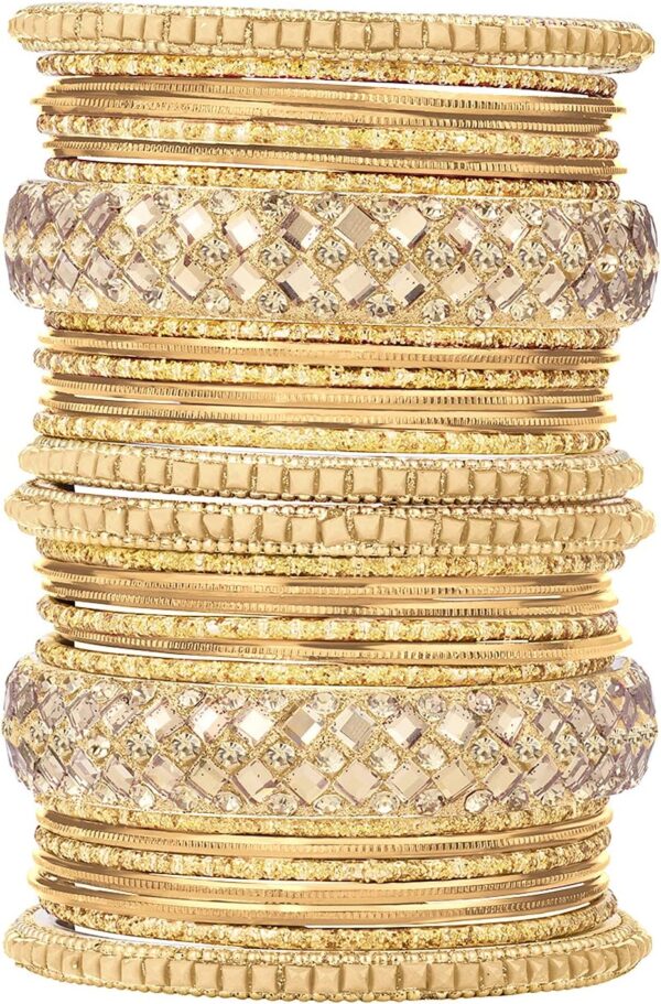 Aheli Ethnic Colorful Metal Bangles Chudha Set Stone Studded Bangle Set Indian Wedding Wear Fashion Jewelry Gift for Women