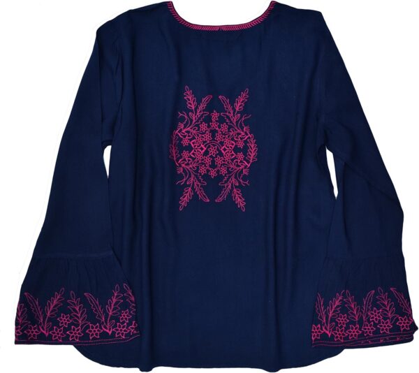 Ayurvastram Tia Viscose Rayon Embroidered, Bell Sleeves Tunic Top Bouse - Image 2