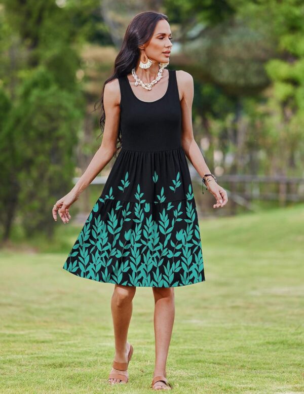 Zeagoo Womens Summer Sundress Boho Floral Casual Tank Dresses with Pockets Sleeveless Tiered Swing A Line Beach Dress - Image 5