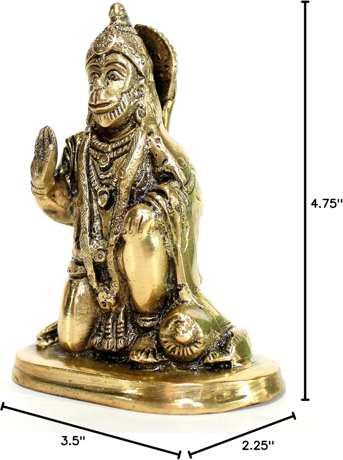 eSplanade Brass Hanuman Bajrangbali Anjeneya Pavan Putra Murti Idol Statue Murti Figurine for pooja and home decor (12.5 cms) - Image 7