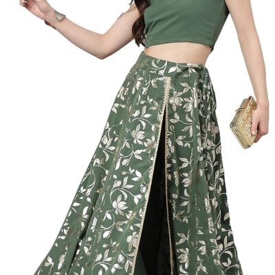 Janasya Indian Women's Green Lehenga Choli Flared Festive Wedding Lehenga Choli with Ready to wear Stitched Blouse