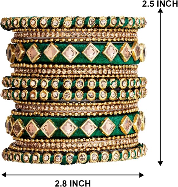 Aheli Matching Floral Kundan Silk Thread Chuda Chura Bangle Set Indian Traditional Bridal Fashion Jewelry Gift for Women - Image 4