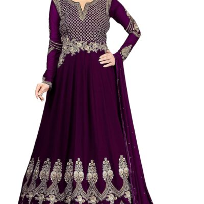 Nivah Fashion Women's Georgette Embroidery Anarkali Suit Set Stitched