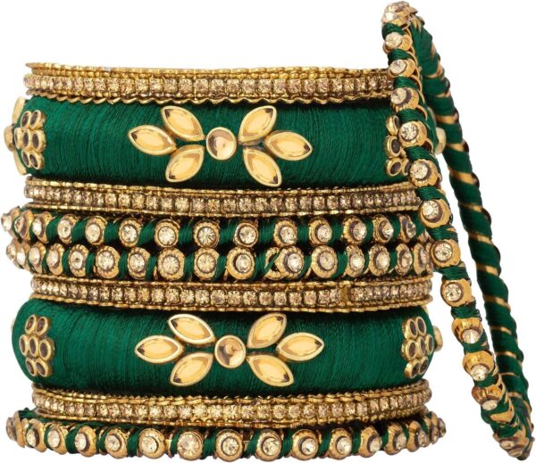 Aheli Royal Design Silk Thread Bangle Set Saree Matching Chuda Indian Traditional Wedding Fashion Jewelry Gift for Women - Image 7
