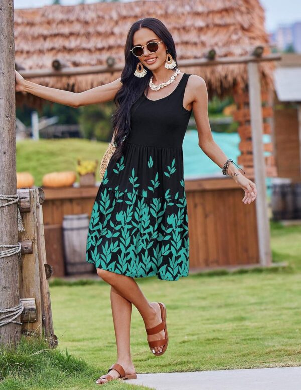 Zeagoo Womens Summer Sundress Boho Floral Casual Tank Dresses with Pockets Sleeveless Tiered Swing A Line Beach Dress - Image 3
