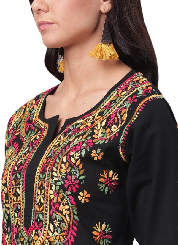Ada Indian Hand Embroidered Chikankari Straight Cotton Kurti Kurta Tunic Dress for Women A188048 - Image 2