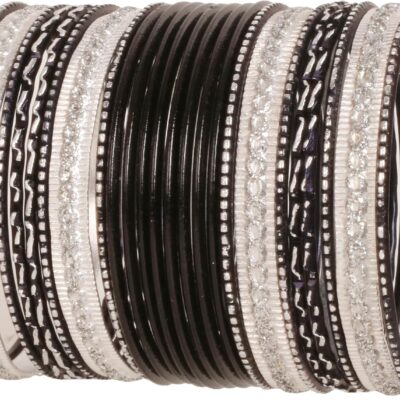 Touchstone Indian Metal Bangles for Women Gold Alloy Bracelets desi 2 Dozen Bangle Collection Bollywood Women's Jewelry Set Multi Stacking Wide Chunky Textured Golden Set of 24 in Gold or White Tone
