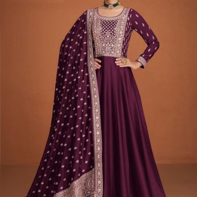 Indian Ready to wear Women's Silk Embroidery Anarkali Suit Set Stitched for Women