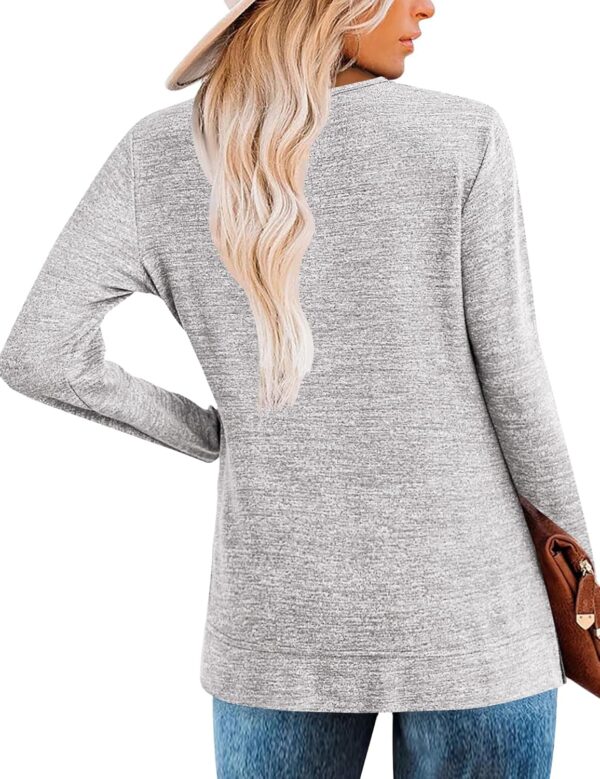 Zeagoo Women's Casual Tunic Tops Long Sleeve Shirts for Leggings V Neck Button Fall Pullover Blouse Loose Sweatshirts - Image 5