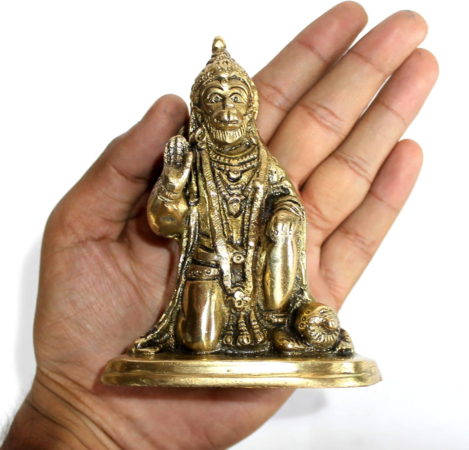 eSplanade Brass Hanuman Bajrangbali Anjeneya Pavan Putra Murti Idol Statue Murti Figurine for pooja and home decor (12.5 cms) - Image 6