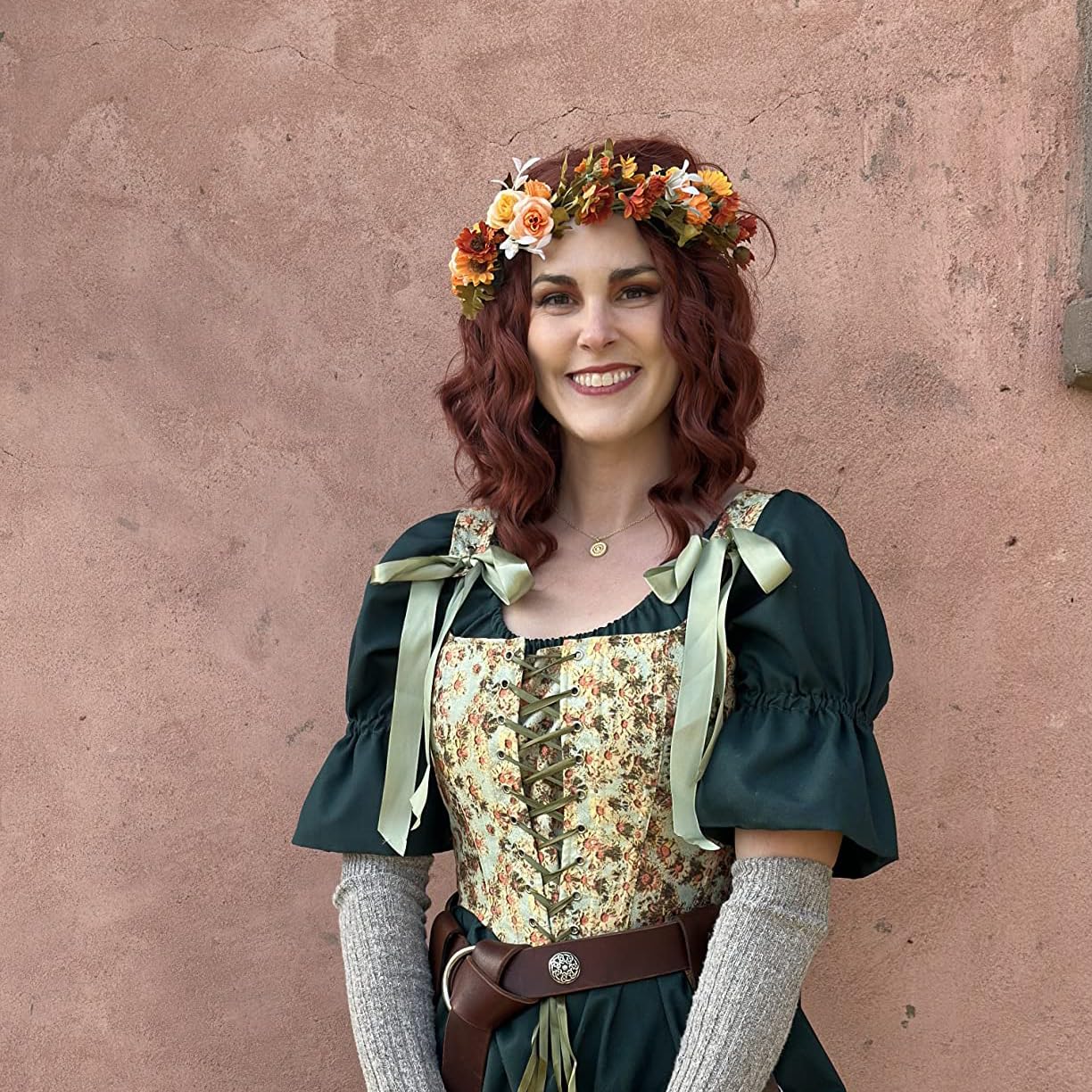 DDazzling Green Leaf Floral Crown Eucalyptus Flower Women Girls Headband Flower Headpiece Bridal Halo Photo Prop (Yellow Orange Green) - Image 5