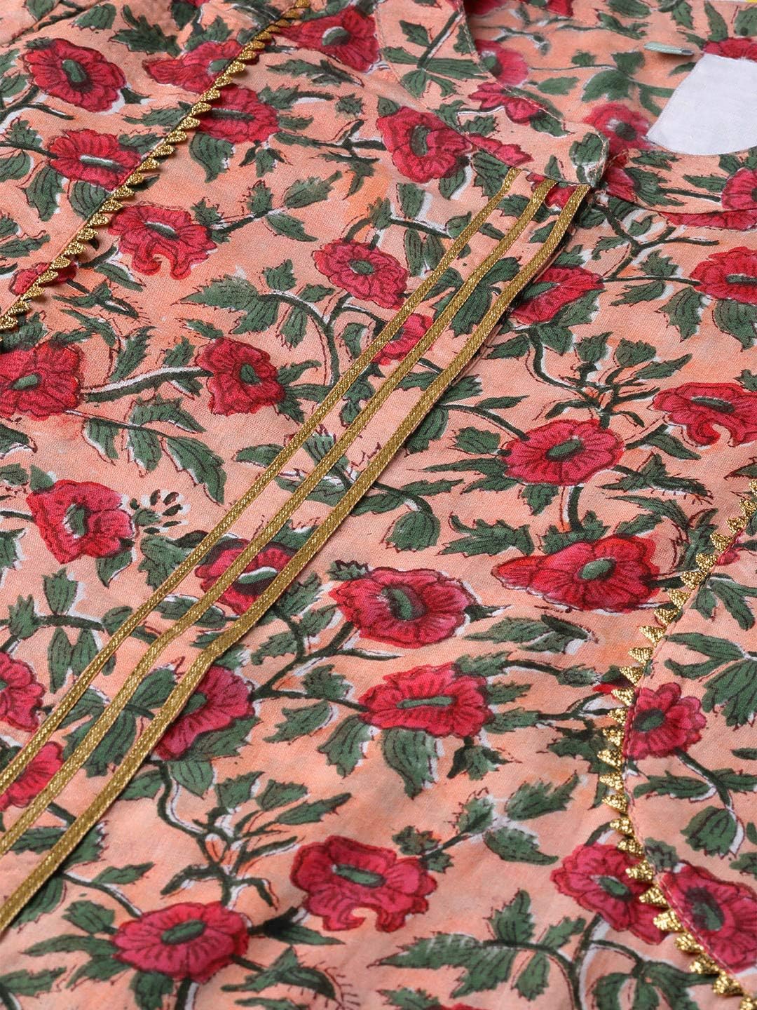 Idalia Women's Pink Floral Print Cotton Kurta Set - Image 4
