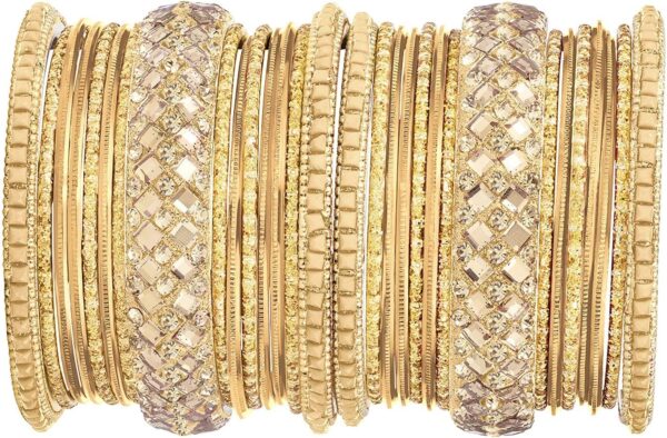 Aheli Ethnic Colorful Metal Bangles Chudha Set Stone Studded Bangle Set Indian Wedding Wear Fashion Jewelry Gift for Women - Image 6