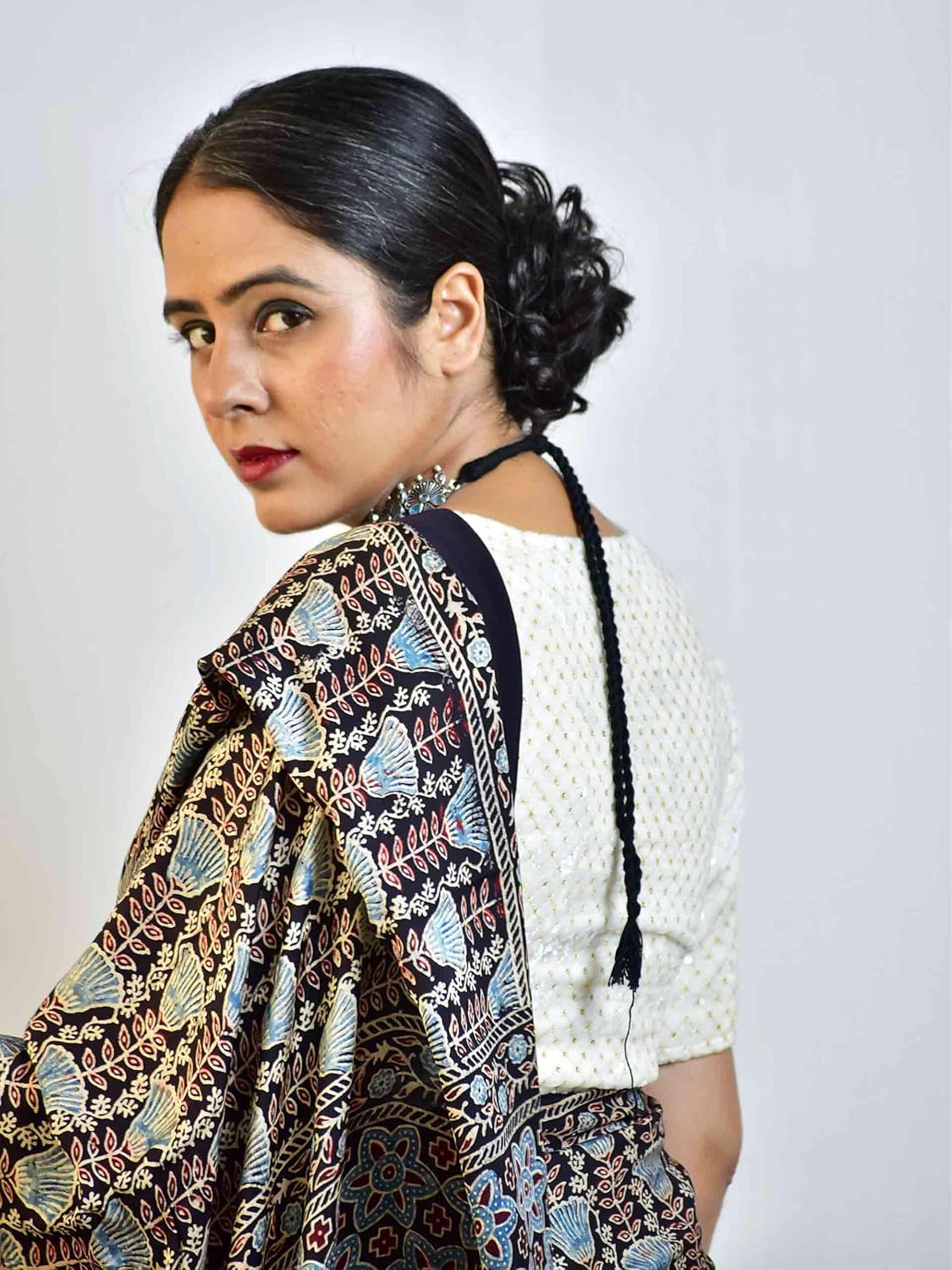 Sundarii velvet saree blouse for women | stitched Sequin work | Readymade Blouses | Velvet sequin blouse - Image 3