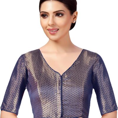 Chandrakala V-Neck Blouses for Women Sarees,Readymade (B213-P)