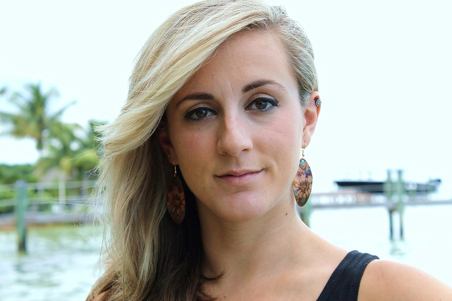 Flame Painted Copper Oval Earrings - Image 3