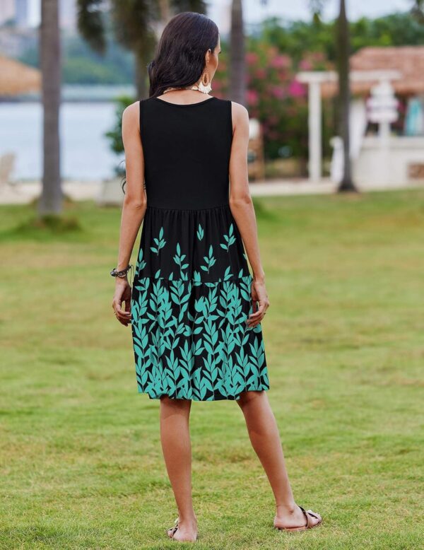 Zeagoo Womens Summer Sundress Boho Floral Casual Tank Dresses with Pockets Sleeveless Tiered Swing A Line Beach Dress - Image 6