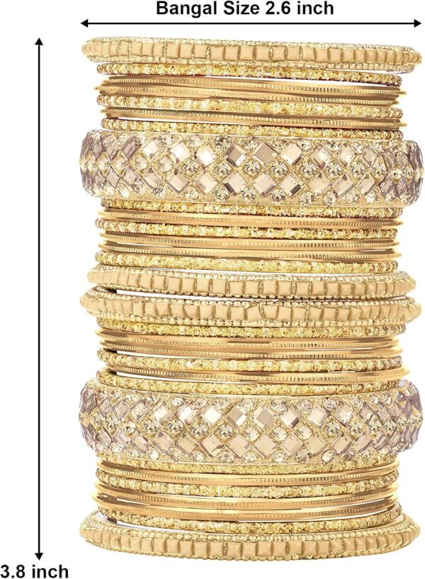 Aheli Ethnic Colorful Metal Bangles Chudha Set Stone Studded Bangle Set Indian Wedding Wear Fashion Jewelry Gift for Women - Image 4