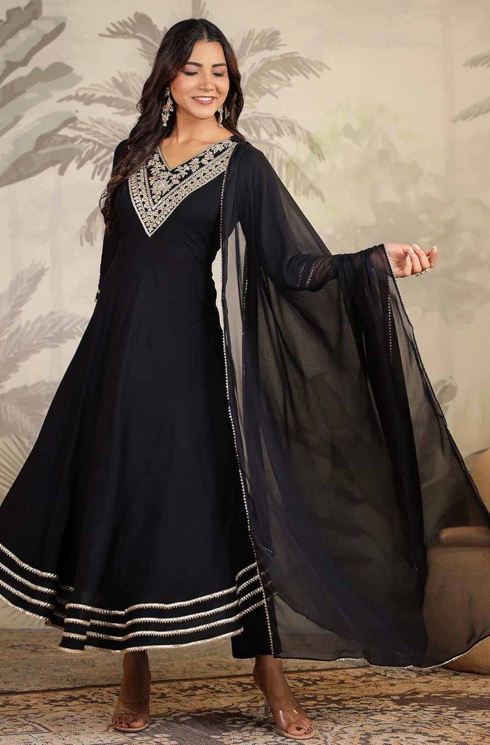 Janasya Indian Women's Anarkali Rayon Kurta Kurti Top Tunic Festive Wedding Party wear Kurta Set with Dupatta for Women - Image 4