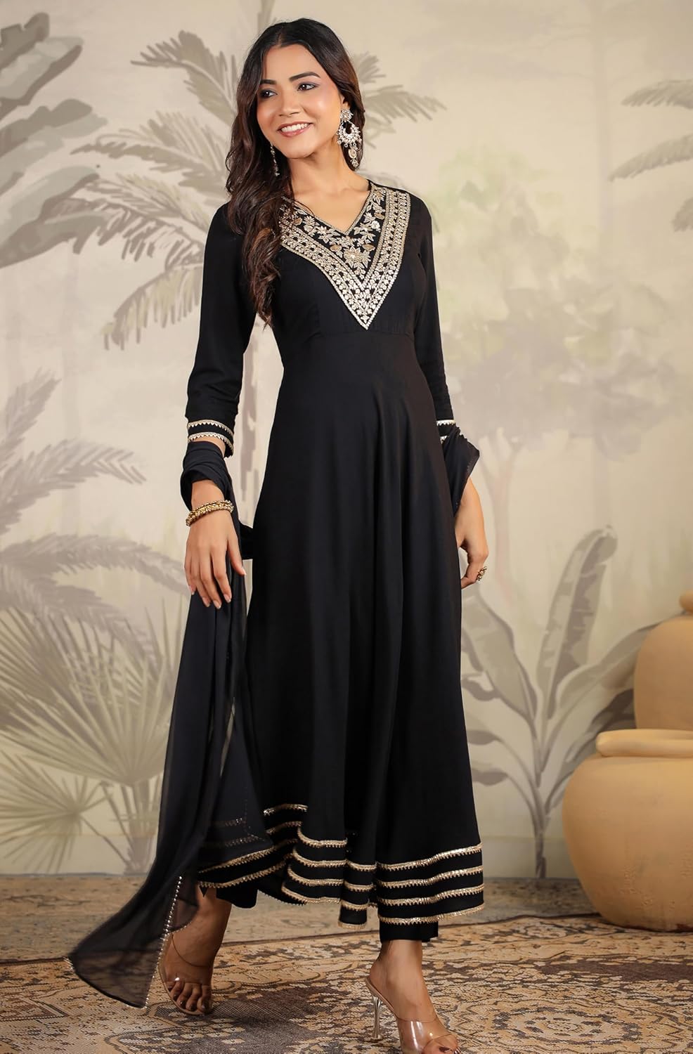 Janasya Indian Women's Anarkali Rayon Kurta Kurti Top Tunic Festive Wedding Party wear Kurta Set with Dupatta for Women - Image 7