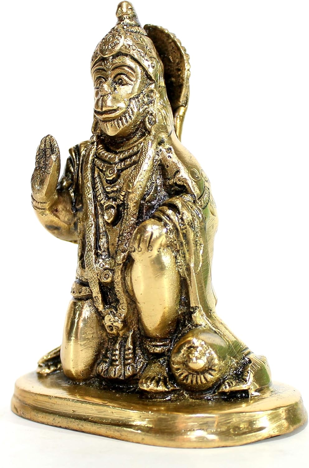 eSplanade Brass Hanuman Bajrangbali Anjeneya Pavan Putra Murti Idol Statue Murti Figurine for pooja and home decor (12.5 cms) - Image 3