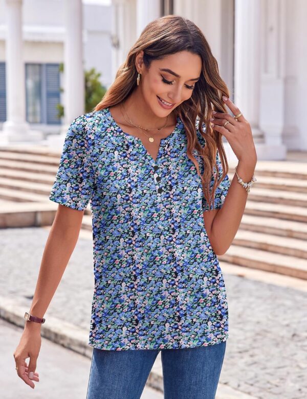 Zeagoo Womens Summer Tops Casual Short Sleeve V Neck Shirts Business Dressy Work Tunic Blouses - Image 3