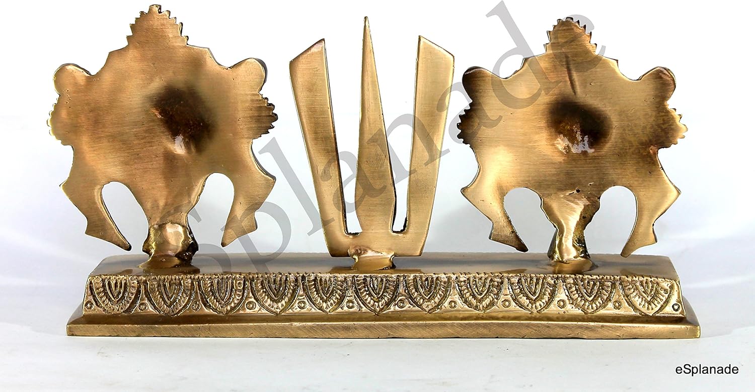 eSplanade Brass Shankh Chakra Namah Showpiece | Shankha Chakra Tilak | Shankha Gada Padma | Padmanabha Swami | Vishnu | Home Decor (8.75 Inches) - Image 5